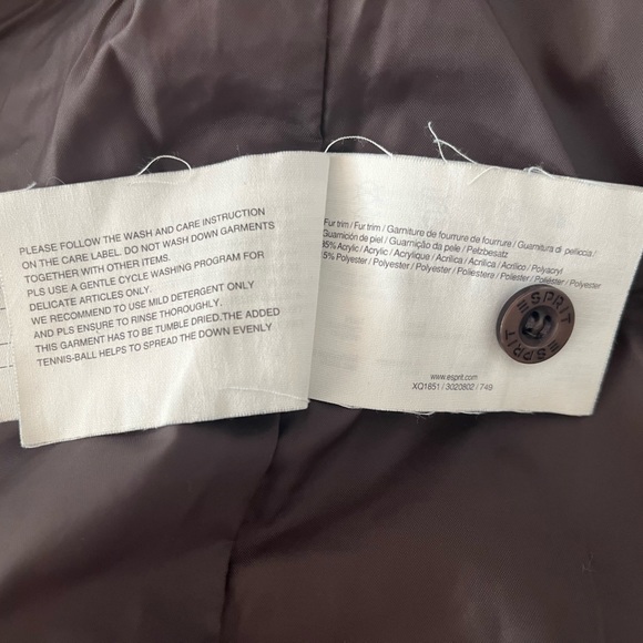 GUC ESPRIT Brown Puffer Coat, Sz L, with removable Faux-Fur Hood - Picture 7 of 9